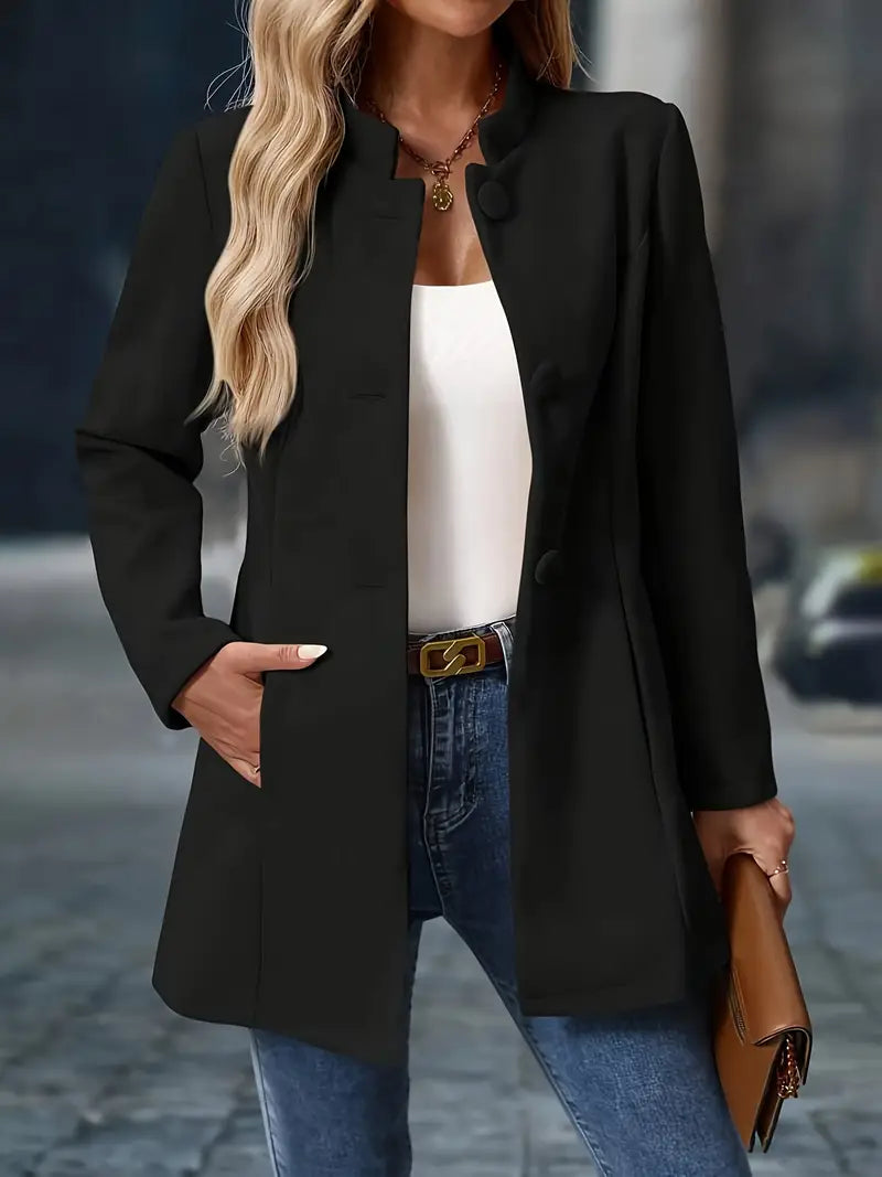 Women’s Stand-Collar Button Coat Tailored Elegant Design 1