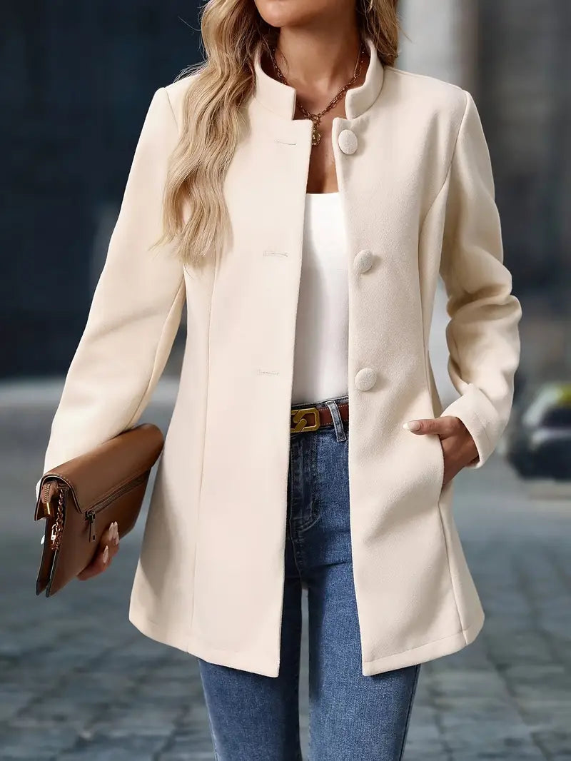 Women’s Stand-Collar Button Coat Tailored Elegant Design 7
