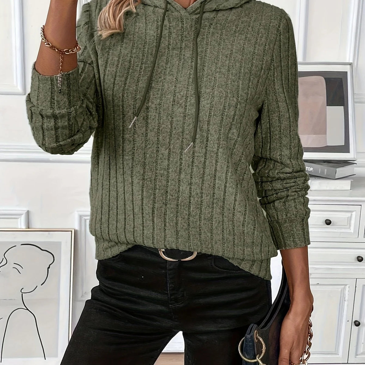 Women’s Textured Hoodie Soft Comfortable Everyday Style 6
