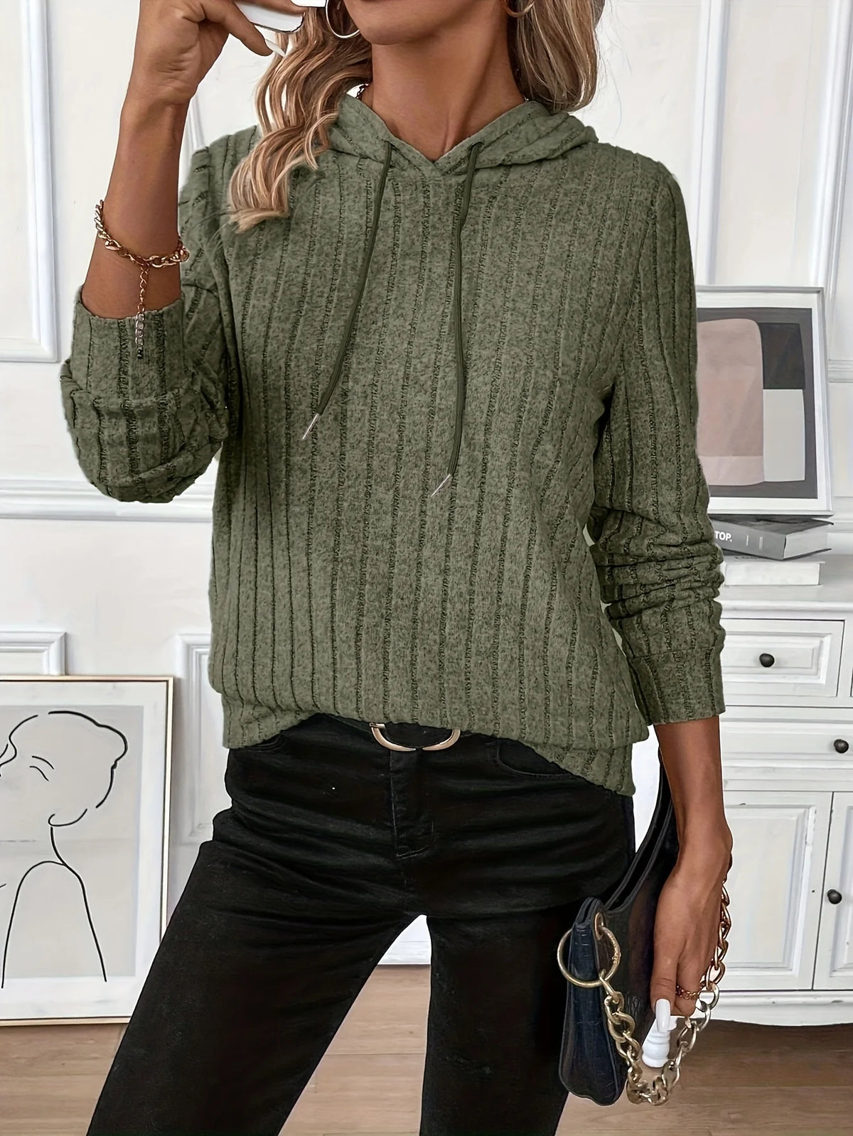 Women’s Textured Hoodie Soft Comfortable Everyday Style 7