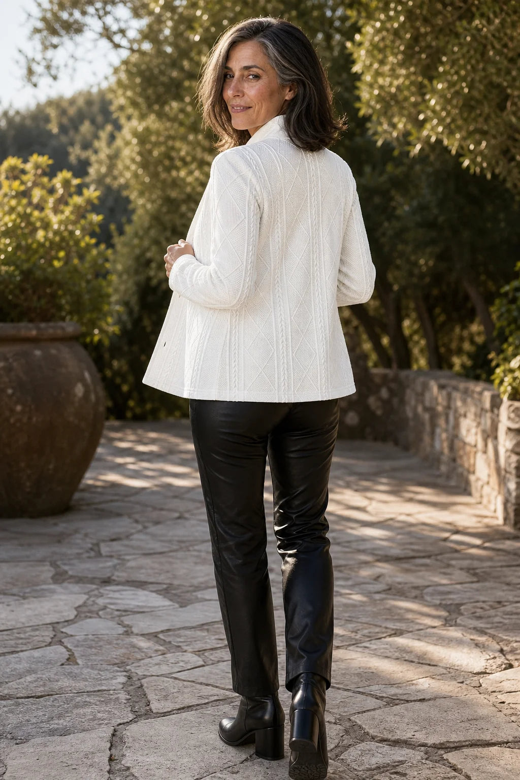 Women’s Textured Knit Blazer Stand-Collar Open Front Style 4