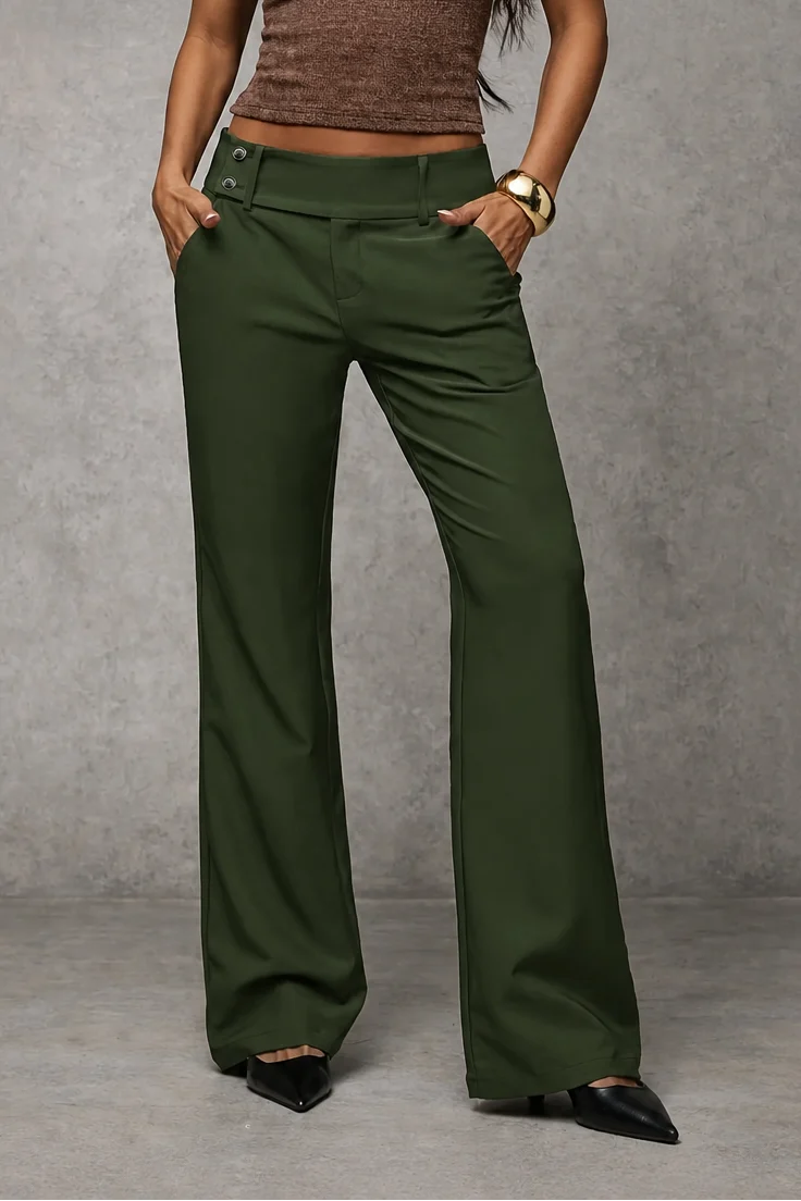 Women’s Wide-Leg High-Waisted Dress Trousers with Structured Waistband 12