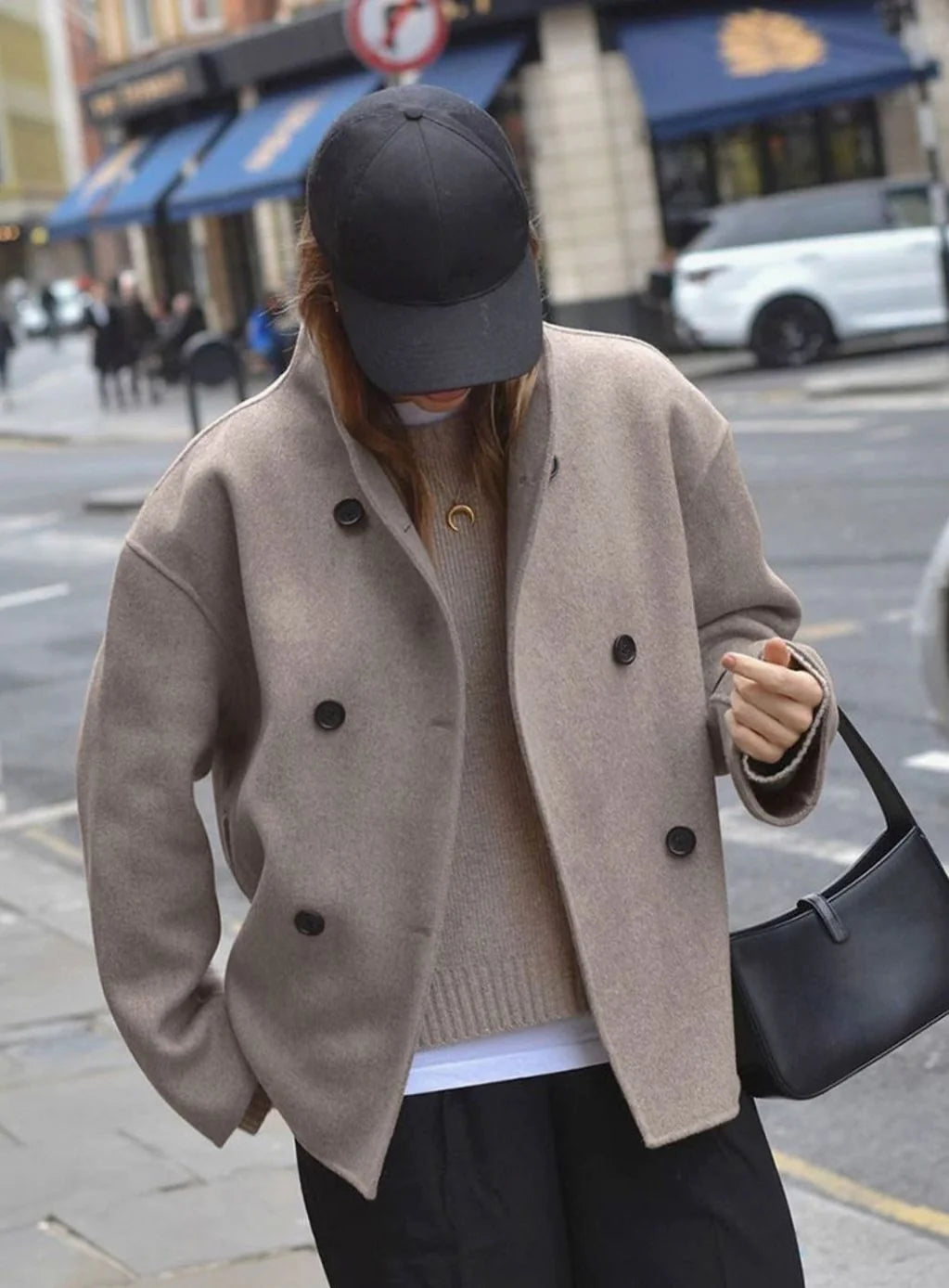 Women’s Wool Pea Coat Double-Breasted Stand Collar 2