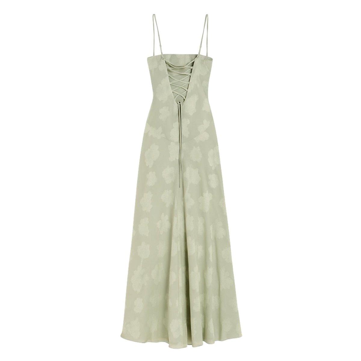 Women's Floral Maxi Dress with Thin Straps and Deep Neckline in Purple