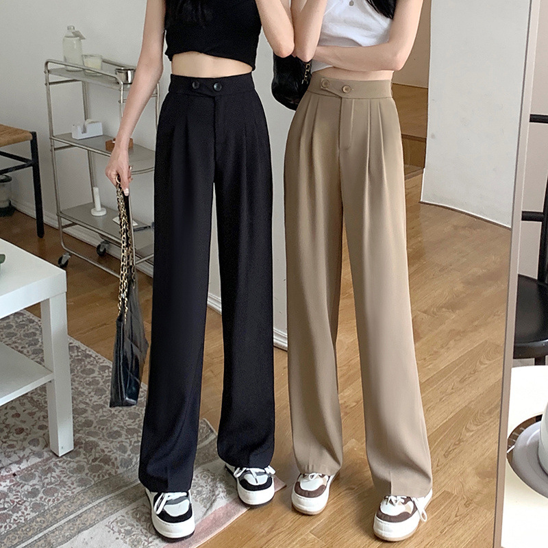 Women's High-Waist Wide-Leg Trousers with Front Pleats in Coffee